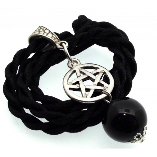 18mm Rainbow Obsidian Gemstone Sphere Pentacle Pendant